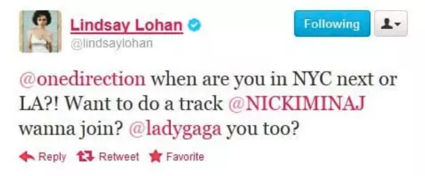 Image credit: Twitter | @lindsaylohan