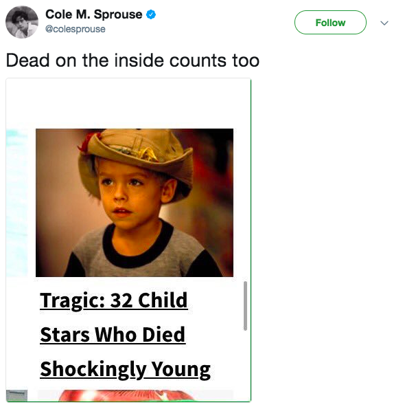 Image credit: Twitter | @colesprouse